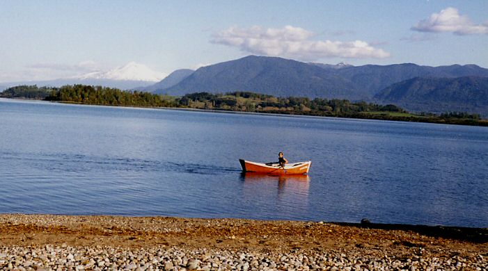 Panguipulli lake and Choshuenco volcano