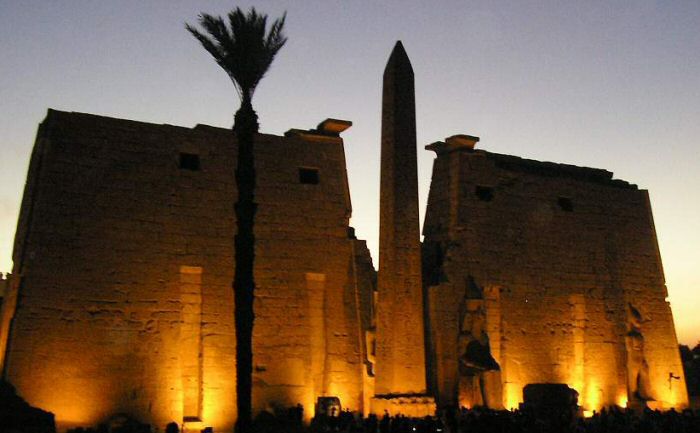 Luxor - Temple lit at dusk